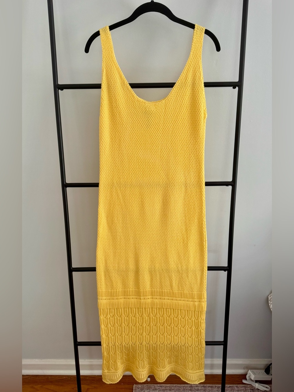 Peixoto Modern Crochet Yellow Tank Maxi Dress, Medium